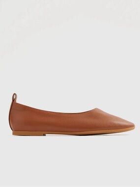 Quince Italian Leather  Glove Ballet Flat Cognac Shoes NEW W/BOX